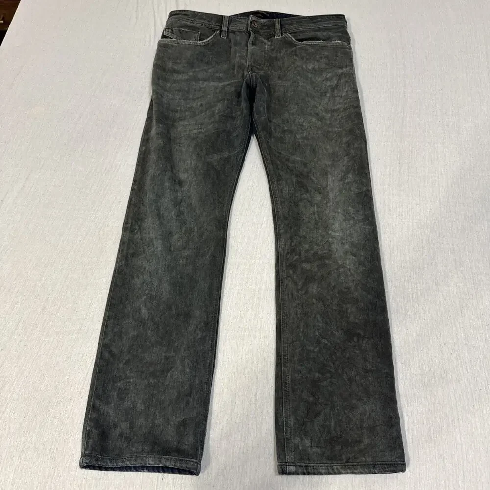 Diesel Black Gold Jeans Size 33 (34x30) Tapered Leg Black Texture EUC
